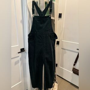Women's Corduroy Hunter Green Barrel Overalls